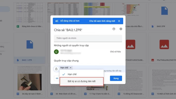 Hướng dẫn cách chia sẻ file Google Drive trên máy tính