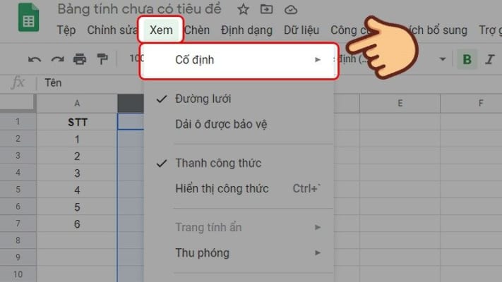 Hướng dẫn chi tiết cách cố định dòng trong Google Sheets trên máy tính