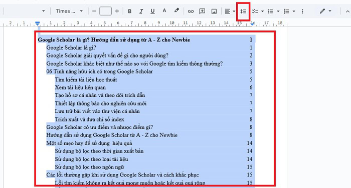 Chuẩn bị cấu trúc văn bản trước khi tạo mục lục